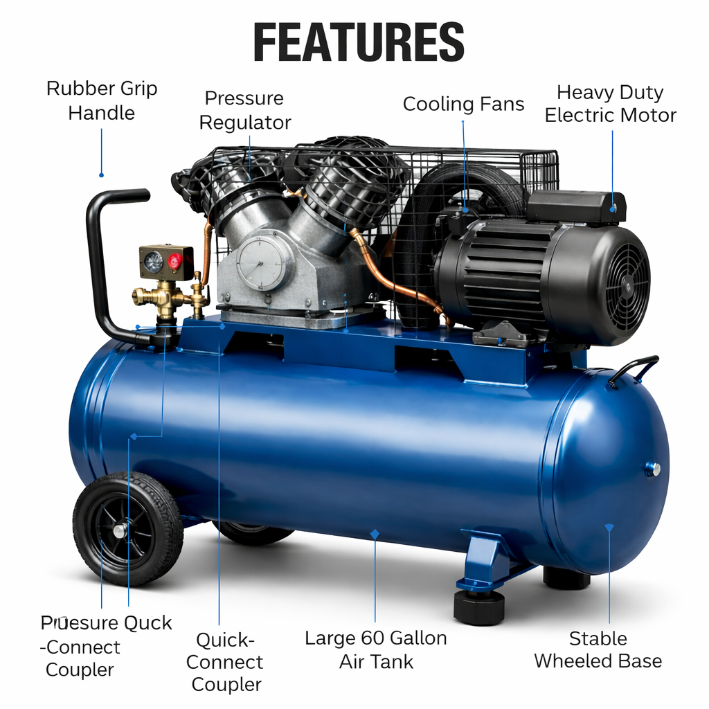 BlueForce V-Twin BeltDrive Workshop Compressor